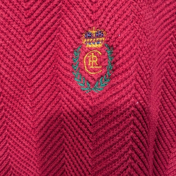 Vintage Chaps Ralph Lauren Pull Over Crew Neck Sweater Embroidered Red XL Men - Picture 3 of 9